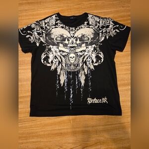 Romwe Skulls Print T-shirt - Colour Black With White Skull Artwork Size XL/42/52
